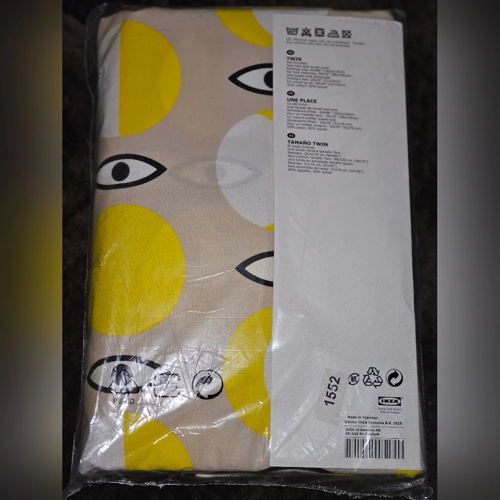 IKEA Glödande Twin Size Duvet And Pillowcase Set Cotton / Lyocell Eye Moon